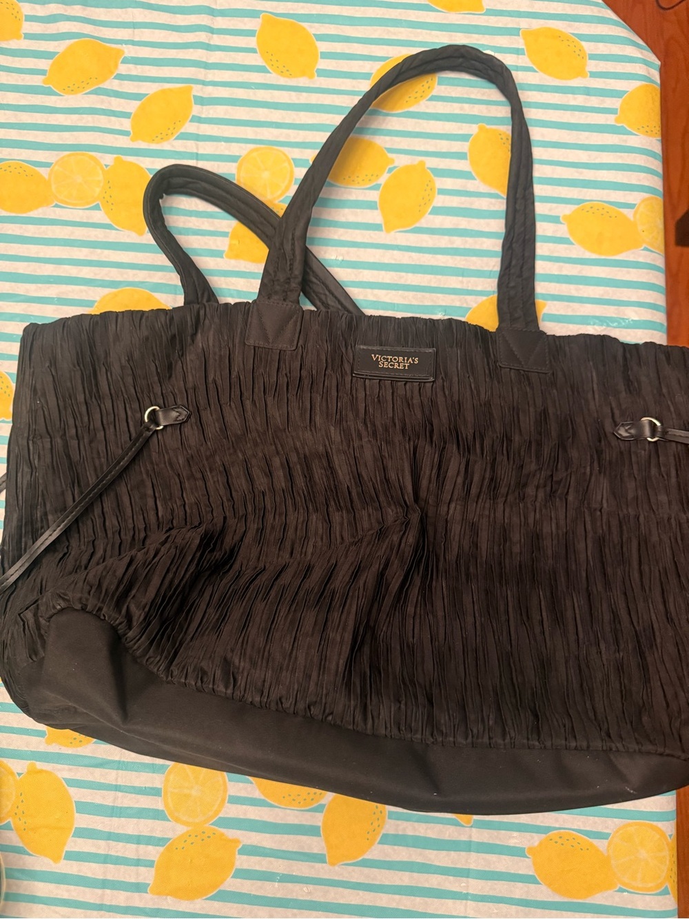 Used Victoria Secret black ruffles large tote bag